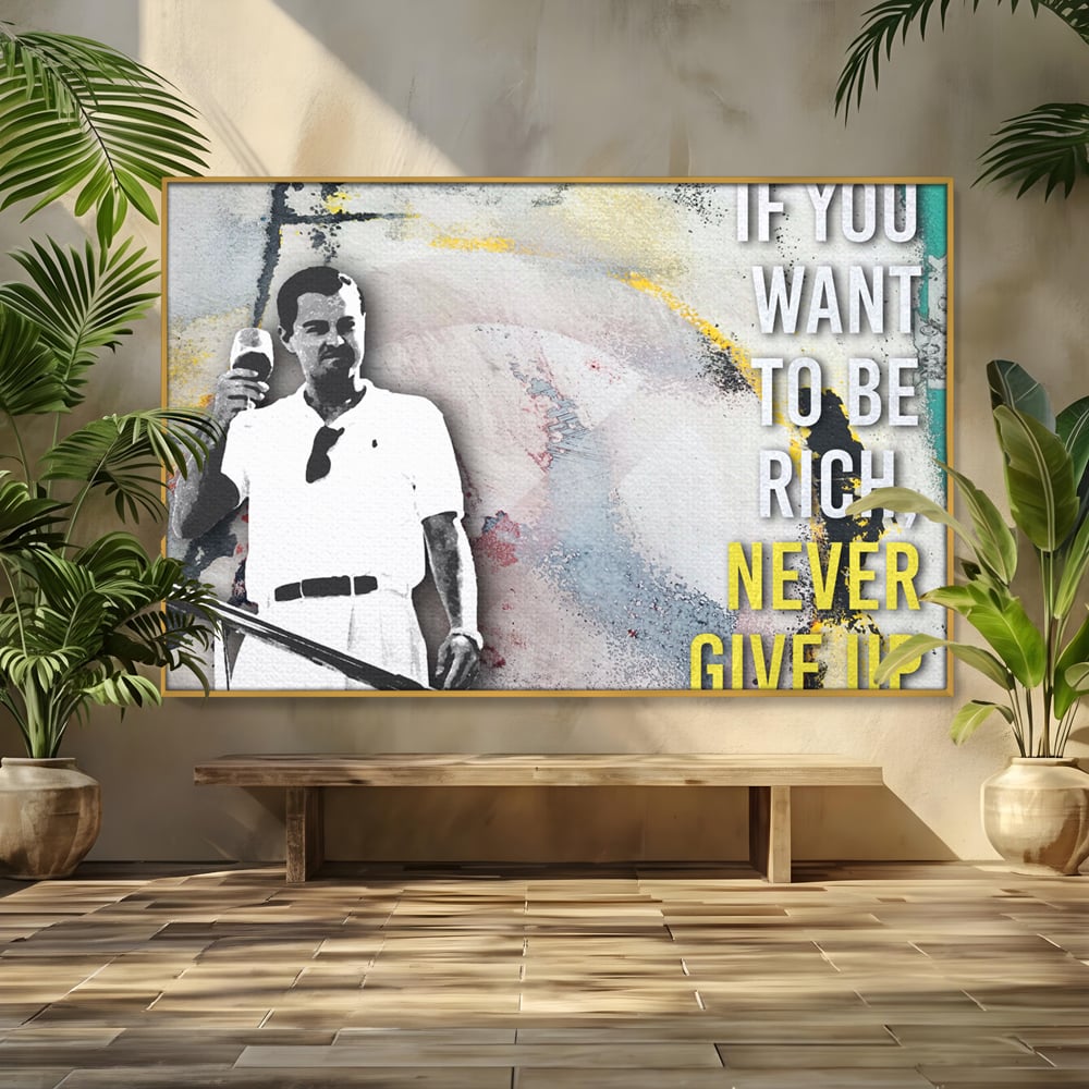 Tablou canvas cu tablou canvas cu leonardo dicaprio, in rama de aluminiu auriu